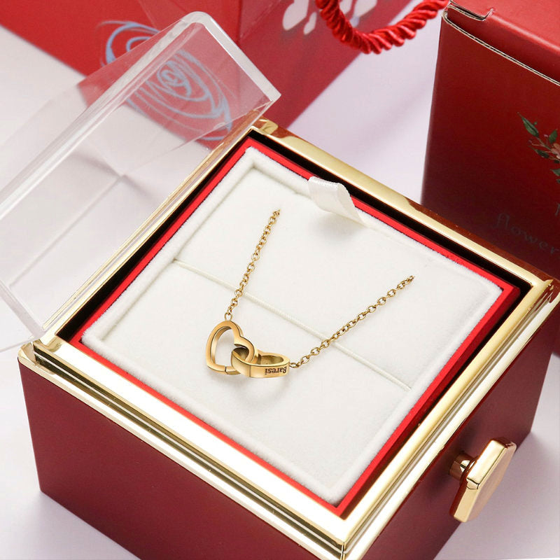 Cofanetto Collana cuore + scatola Rosa - Regalo d'amore elegante