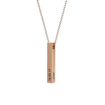 3D Engraved Bar Necklace - Personalized Elegance 