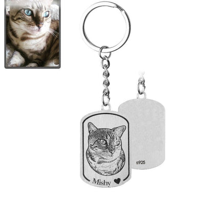 Medaglione portachiavi Silhouette di gatto