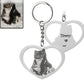 Silhouette cat heart keyring