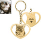 Silhouette cat heart keyring