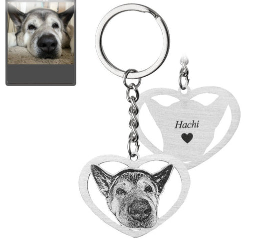 Silhouette dog heart keyring