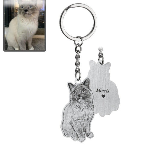 Silhouette cat keyring