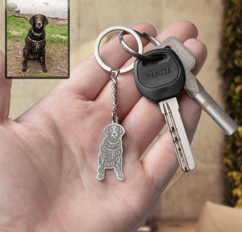 Dog silhouette key ring