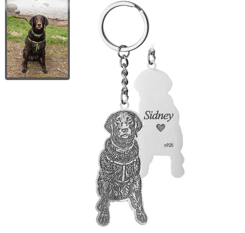 Dog silhouette key ring